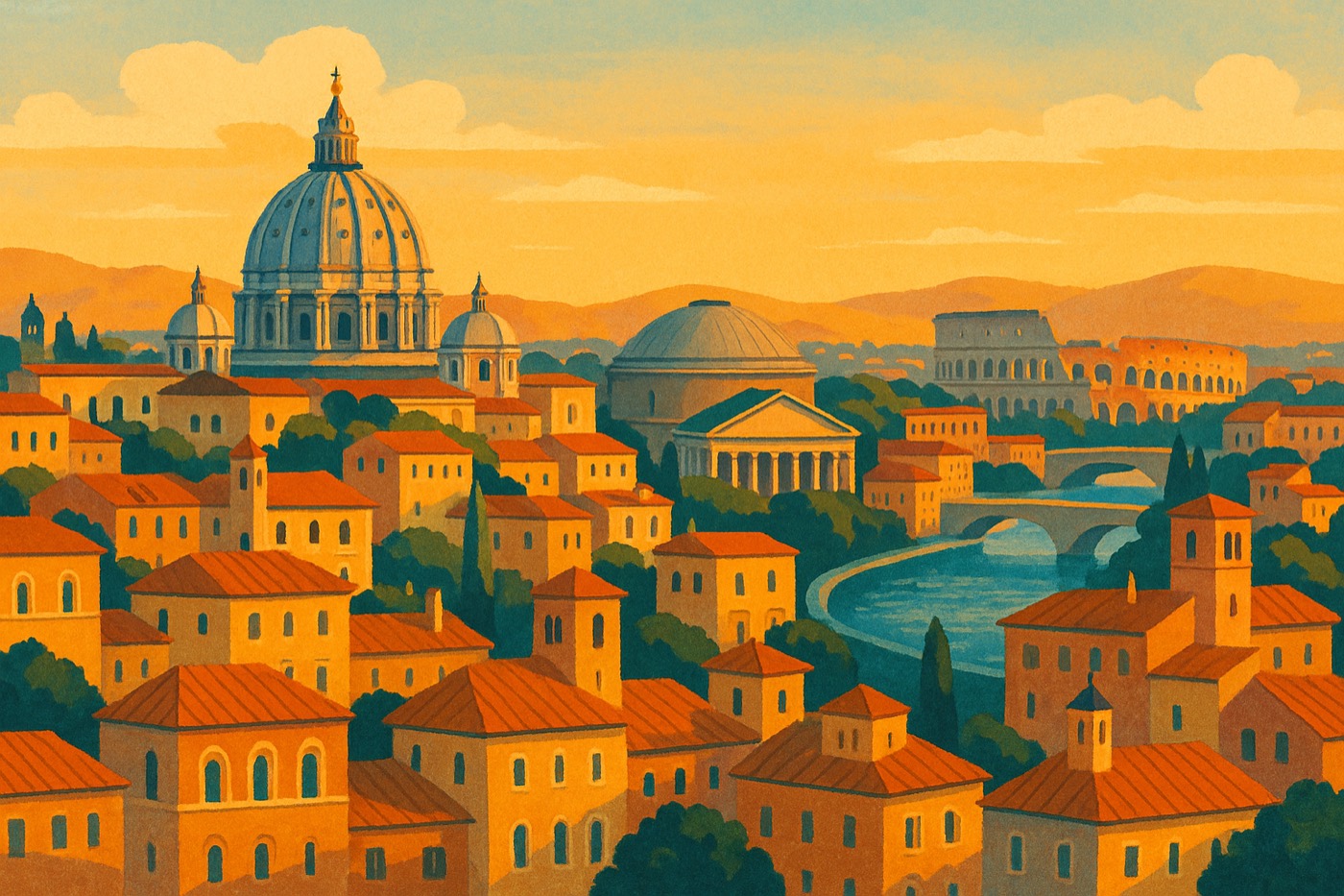 Illustration : vue de Rome